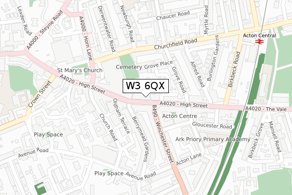 W3 6QX map - large scale - OS Open Zoomstack (Ordnance Survey)