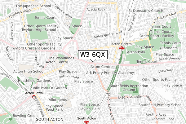 W3 6QX map - small scale - OS Open Zoomstack (Ordnance Survey)