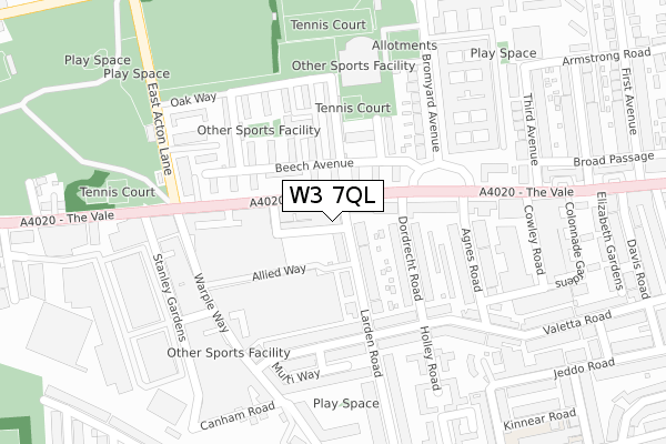 W3 7QL map - large scale - OS Open Zoomstack (Ordnance Survey)