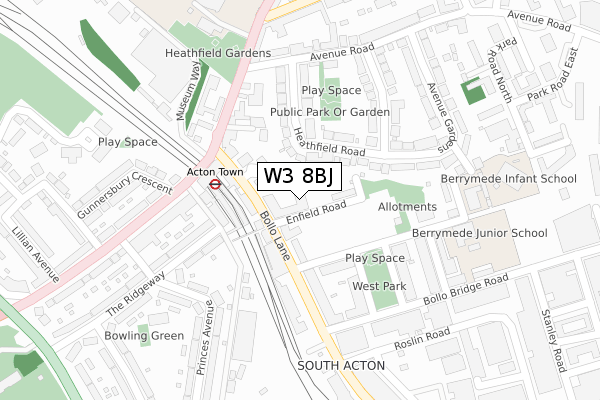 W3 8BJ map - large scale - OS Open Zoomstack (Ordnance Survey)