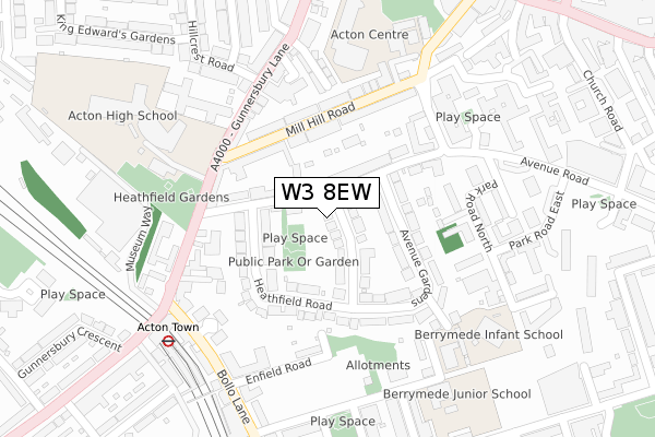 W3 8EW map - large scale - OS Open Zoomstack (Ordnance Survey)