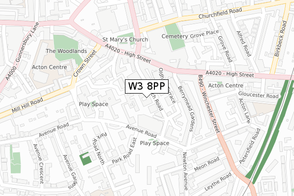 W3 8PP map - large scale - OS Open Zoomstack (Ordnance Survey)