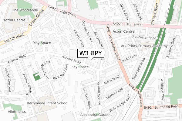 W3 8PY map - large scale - OS Open Zoomstack (Ordnance Survey)