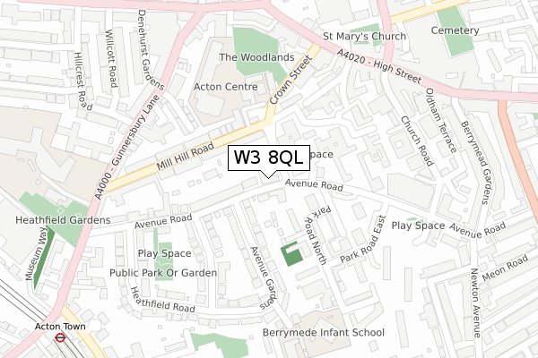 W3 8QL map - large scale - OS Open Zoomstack (Ordnance Survey)