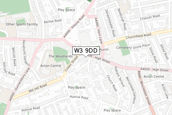 W3 9DD map - large scale - OS Open Zoomstack (Ordnance Survey)