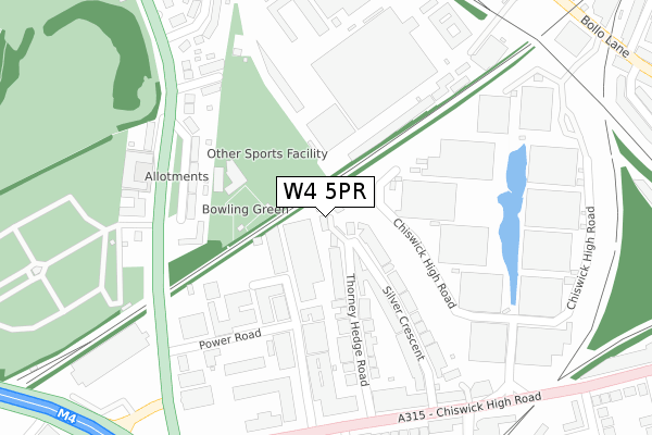 W4 5PR map - large scale - OS Open Zoomstack (Ordnance Survey)