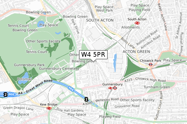 W4 5PR map - small scale - OS Open Zoomstack (Ordnance Survey)