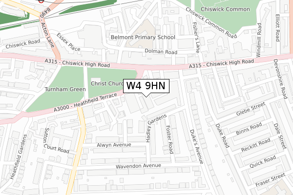 W4 9HN map - large scale - OS Open Zoomstack (Ordnance Survey)