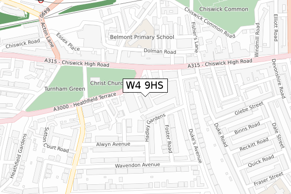 W4 9HS map - large scale - OS Open Zoomstack (Ordnance Survey)