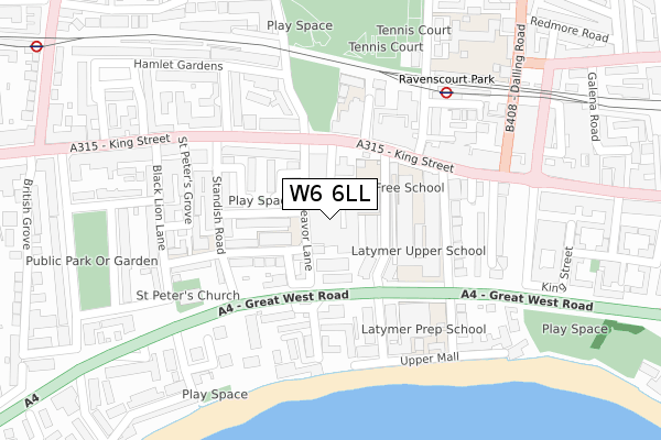 W6 6LL map - large scale - OS Open Zoomstack (Ordnance Survey)