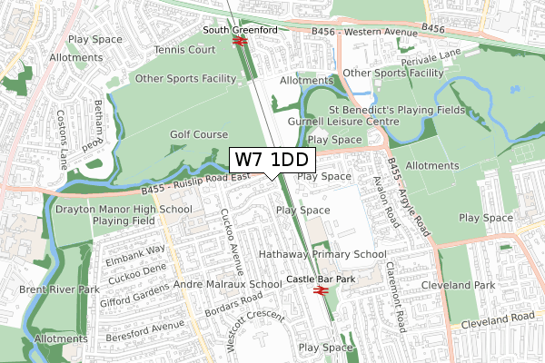 W7 1DD map - small scale - OS Open Zoomstack (Ordnance Survey)