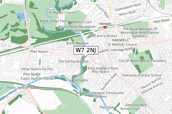 W7 2NJ map - small scale - OS Open Zoomstack (Ordnance Survey)