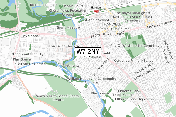 W7 2NY map - small scale - OS Open Zoomstack (Ordnance Survey)