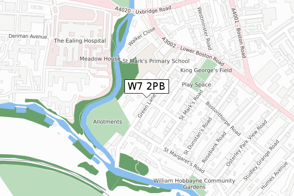 W7 2PB map - large scale - OS Open Zoomstack (Ordnance Survey)