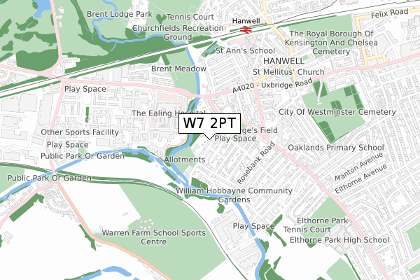 W7 2PT map - small scale - OS Open Zoomstack (Ordnance Survey)