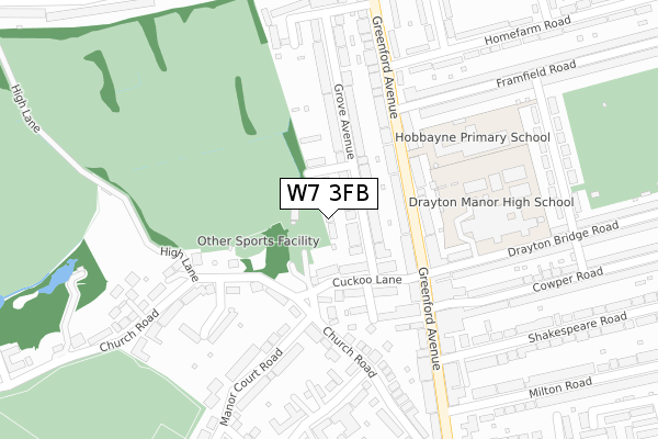 W7 3FB map - large scale - OS Open Zoomstack (Ordnance Survey)