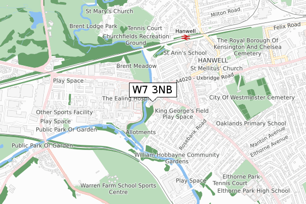 W7 3NB map - small scale - OS Open Zoomstack (Ordnance Survey)