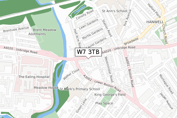 W7 3TB map - large scale - OS Open Zoomstack (Ordnance Survey)