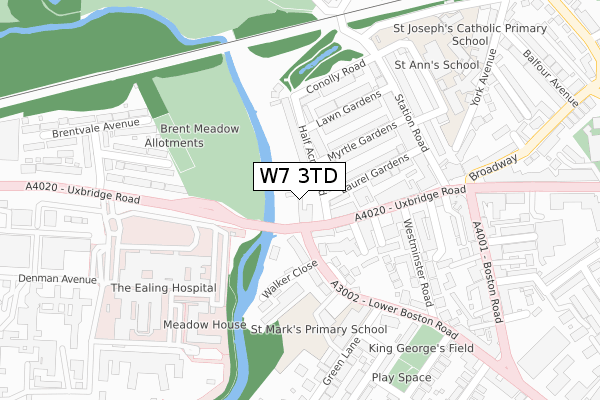 W7 3TD map - large scale - OS Open Zoomstack (Ordnance Survey)