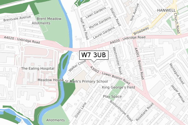 W7 3UB map - large scale - OS Open Zoomstack (Ordnance Survey)