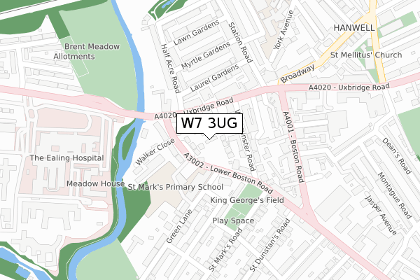 W7 3UG map - large scale - OS Open Zoomstack (Ordnance Survey)