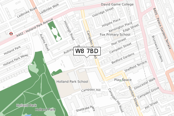 W8 7BD map - large scale - OS Open Zoomstack (Ordnance Survey)