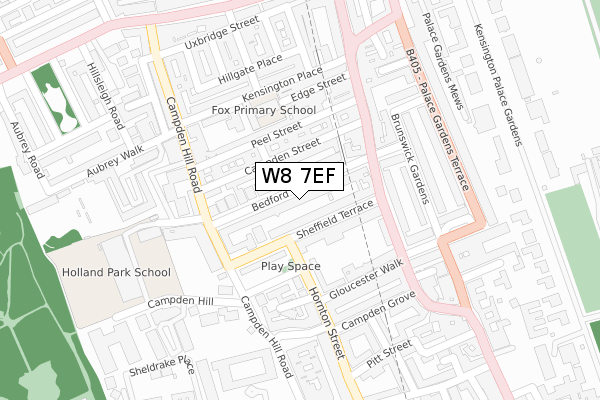 W8 7EF map - large scale - OS Open Zoomstack (Ordnance Survey)