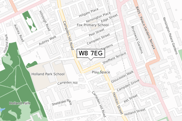 W8 7EG map - large scale - OS Open Zoomstack (Ordnance Survey)