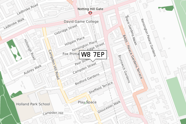 W8 7EP map - large scale - OS Open Zoomstack (Ordnance Survey)