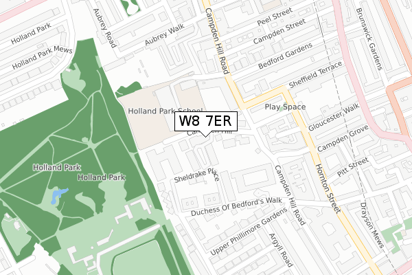 W8 7ER map - large scale - OS Open Zoomstack (Ordnance Survey)