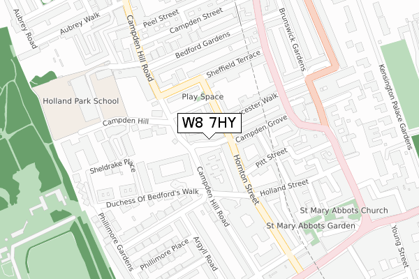 W8 7HY map - large scale - OS Open Zoomstack (Ordnance Survey)