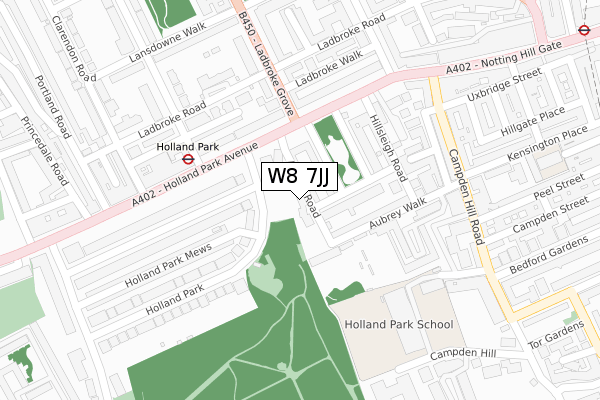 W8 7JJ map - large scale - OS Open Zoomstack (Ordnance Survey)