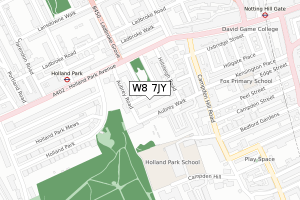 W8 7JY map - large scale - OS Open Zoomstack (Ordnance Survey)