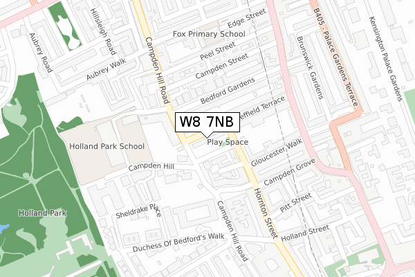 W8 7NB map - large scale - OS Open Zoomstack (Ordnance Survey)