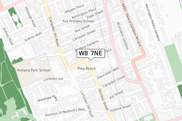 W8 7NE map - large scale - OS Open Zoomstack (Ordnance Survey)