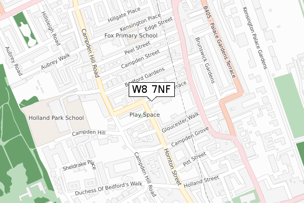 W8 7NF map - large scale - OS Open Zoomstack (Ordnance Survey)