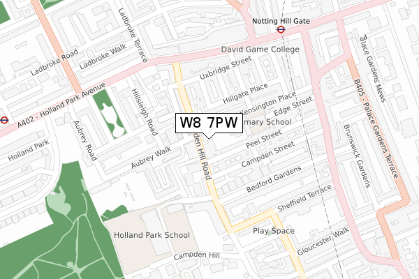 W8 7PW map - large scale - OS Open Zoomstack (Ordnance Survey)