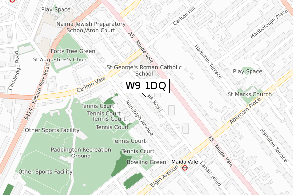 W9 1DQ map - large scale - OS Open Zoomstack (Ordnance Survey)