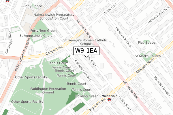 W9 1EA map - large scale - OS Open Zoomstack (Ordnance Survey)