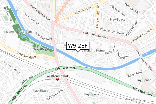 W9 2EF map - large scale - OS Open Zoomstack (Ordnance Survey)