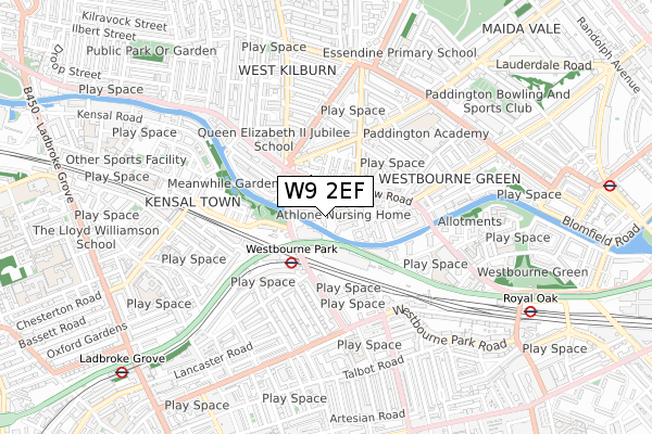 W9 2EF map - small scale - OS Open Zoomstack (Ordnance Survey)