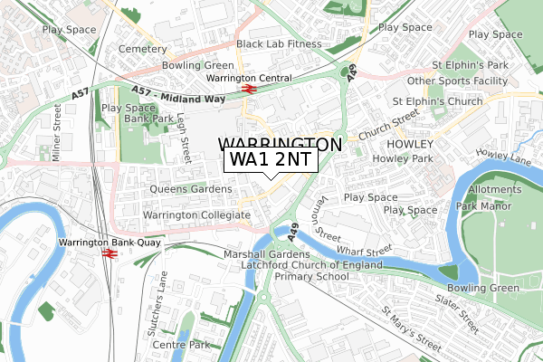 WA1 2NT map - small scale - OS Open Zoomstack (Ordnance Survey)