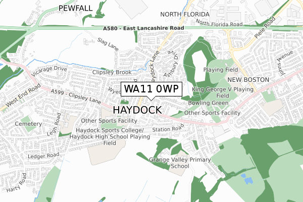 WA11 0WP map - small scale - OS Open Zoomstack (Ordnance Survey)