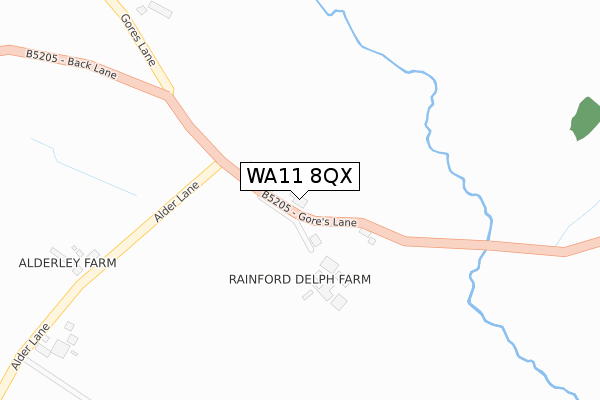 WA11 8QX map - large scale - OS Open Zoomstack (Ordnance Survey)