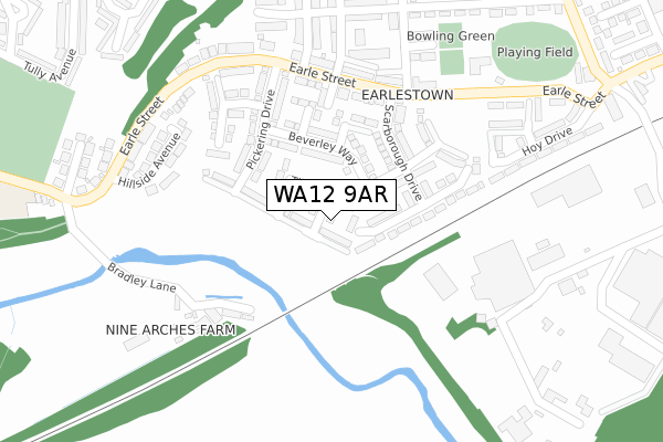 WA12 9AR map - large scale - OS Open Zoomstack (Ordnance Survey)