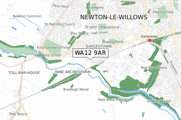 WA12 9AR map - small scale - OS Open Zoomstack (Ordnance Survey)