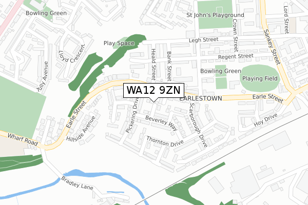 WA12 9ZN map - large scale - OS Open Zoomstack (Ordnance Survey)