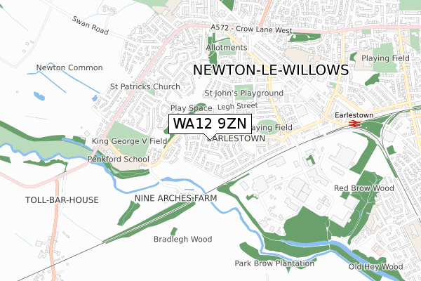 WA12 9ZN map - small scale - OS Open Zoomstack (Ordnance Survey)