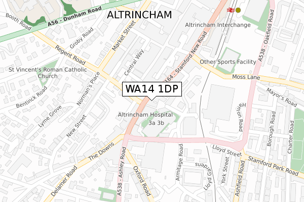 WA14 1DP map - large scale - OS Open Zoomstack (Ordnance Survey)