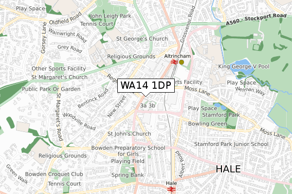 WA14 1DP map - small scale - OS Open Zoomstack (Ordnance Survey)